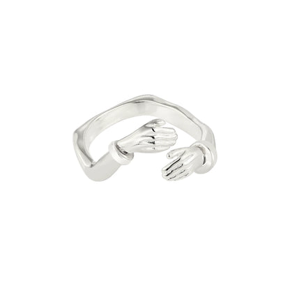 Offener Umarmungsring (Stärke) Anti-Stress-Ring – 925 Silber