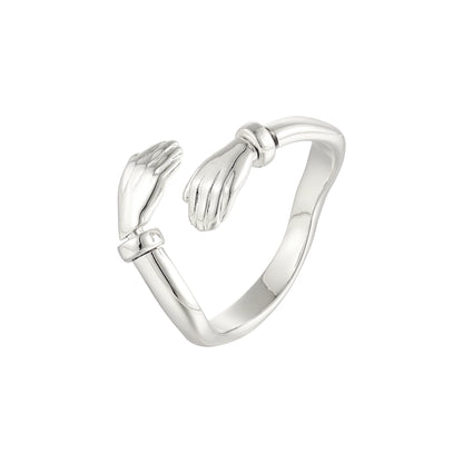 Offener Umarmungsring (Stärke) Anti-Stress-Ring – 925 Silber