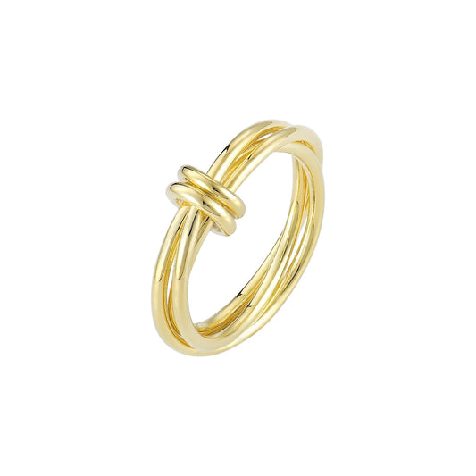 Vielring - Verbundener Dreier Anti-Stress-Ring - 925 Silber - Gold / 49 | ø15.6