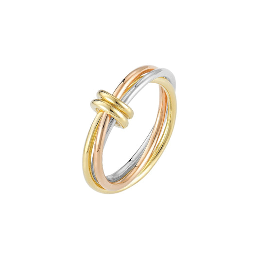 Vielring - Verbundener Dreier Anti-Stress-Ring - 925 Silber - Mixed Metals / 49 | ø15.6