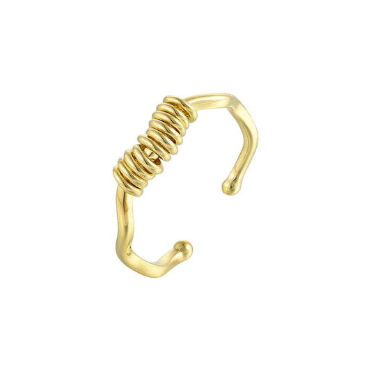 Vielring - Wellen Scheiben Anti-Stress-Ring - 925 Silber - Gold