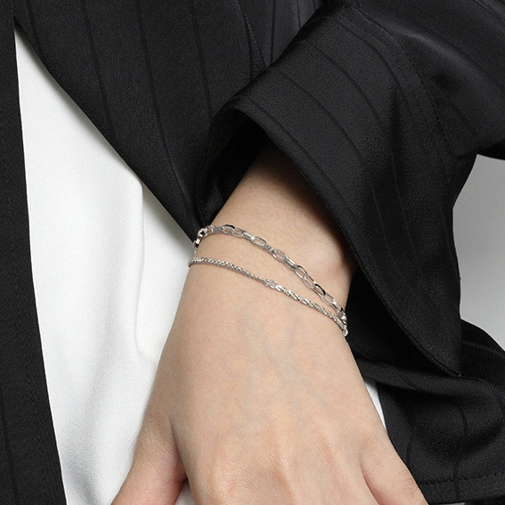 Doppeltes Glieder Armband - 925 Silber