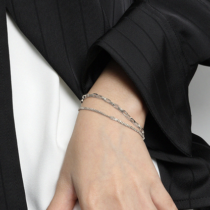Doppeltes Glieder Armband - 925 Silber