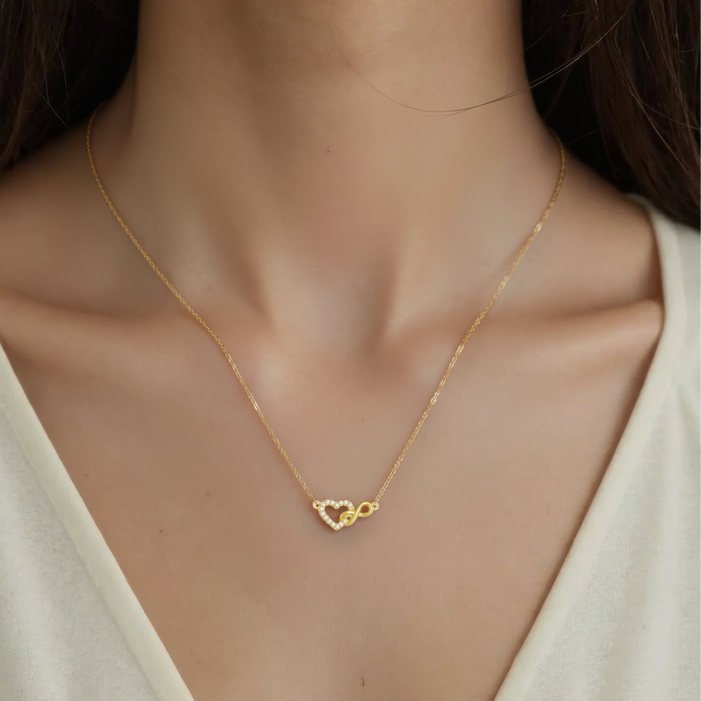 Unendlichkeit Herz Halskette - 925 Silber