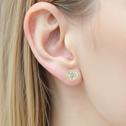 Runde Zirkonia Steine Ohrstecker - 925 Silber