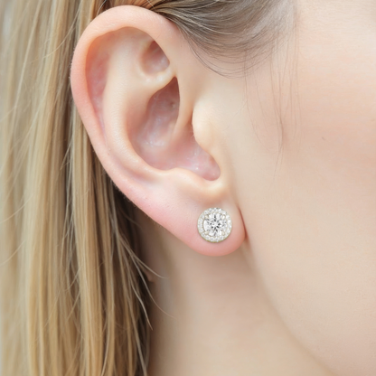 Runde Zirkonia Steine Ohrstecker - 925 Silber