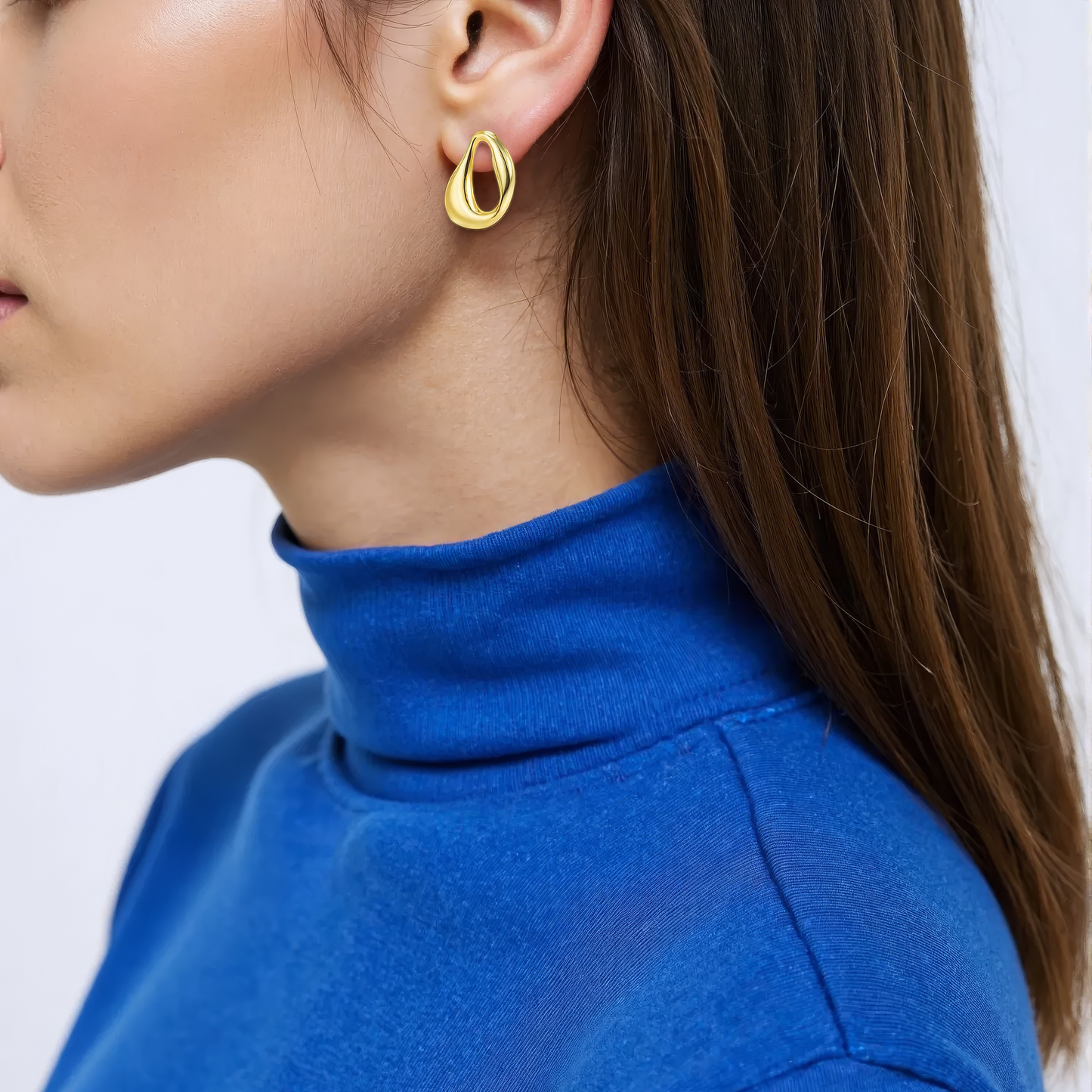 Ovale Unregelmäßige Ohrstecker - 925 Silber