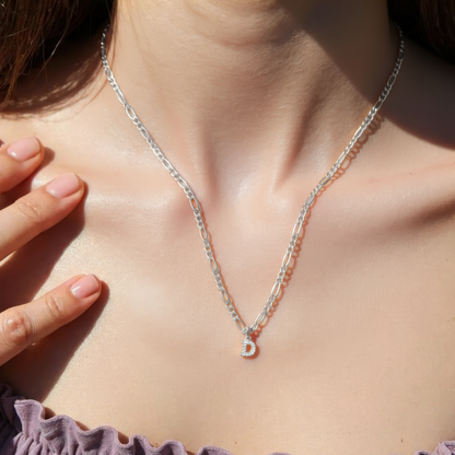 Figaro Buchstaben Zirkonia Halskette - 925 Silber