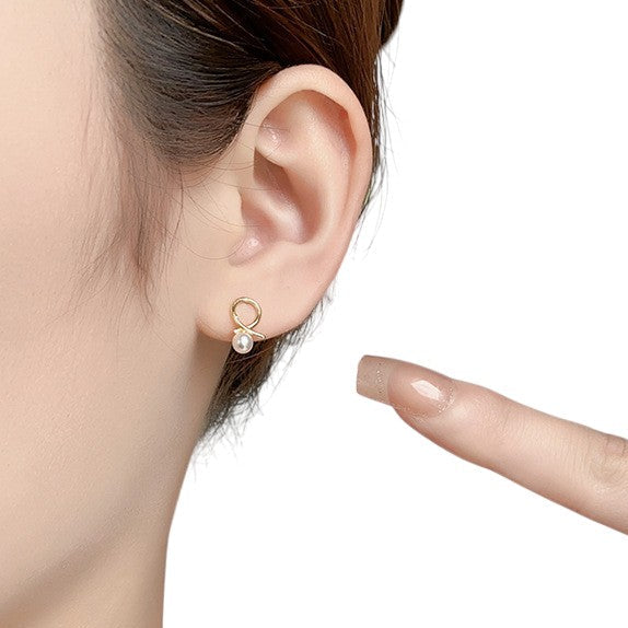 Schleifen Perlen Ohrringe - 925 Silber