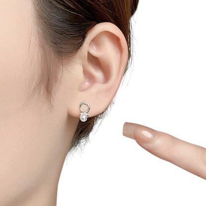 Schleifen Perlen Ohrringe - 925 Silber