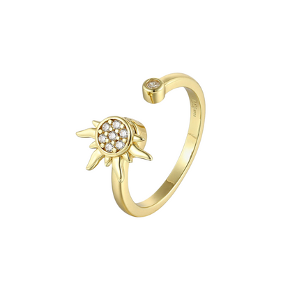 Strahlende Zirkonia Steinen Sonnen Anti-Stress-Ring - 925 Silber