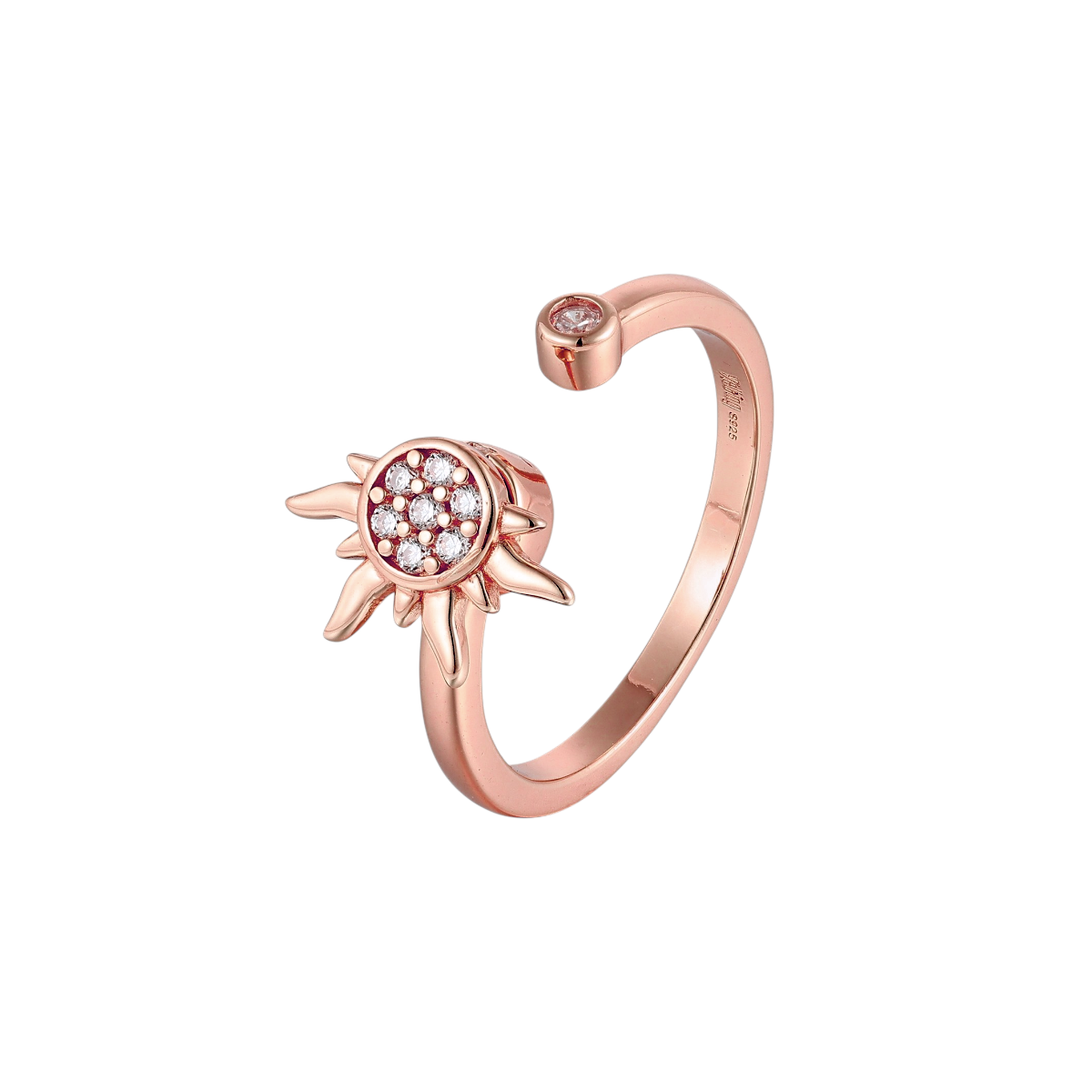 Strahlende Zirkonia Steinen Sonnen Anti-Stress-Ring - 925 Silber