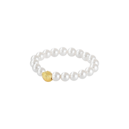 Muschel Süßwasserperlen Anti-Stress-Ring – 925 Silber