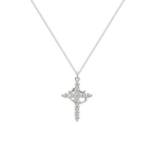 Vielring - Kronen Kreuz Zirkonia Halskette - 925 Silber - Silber