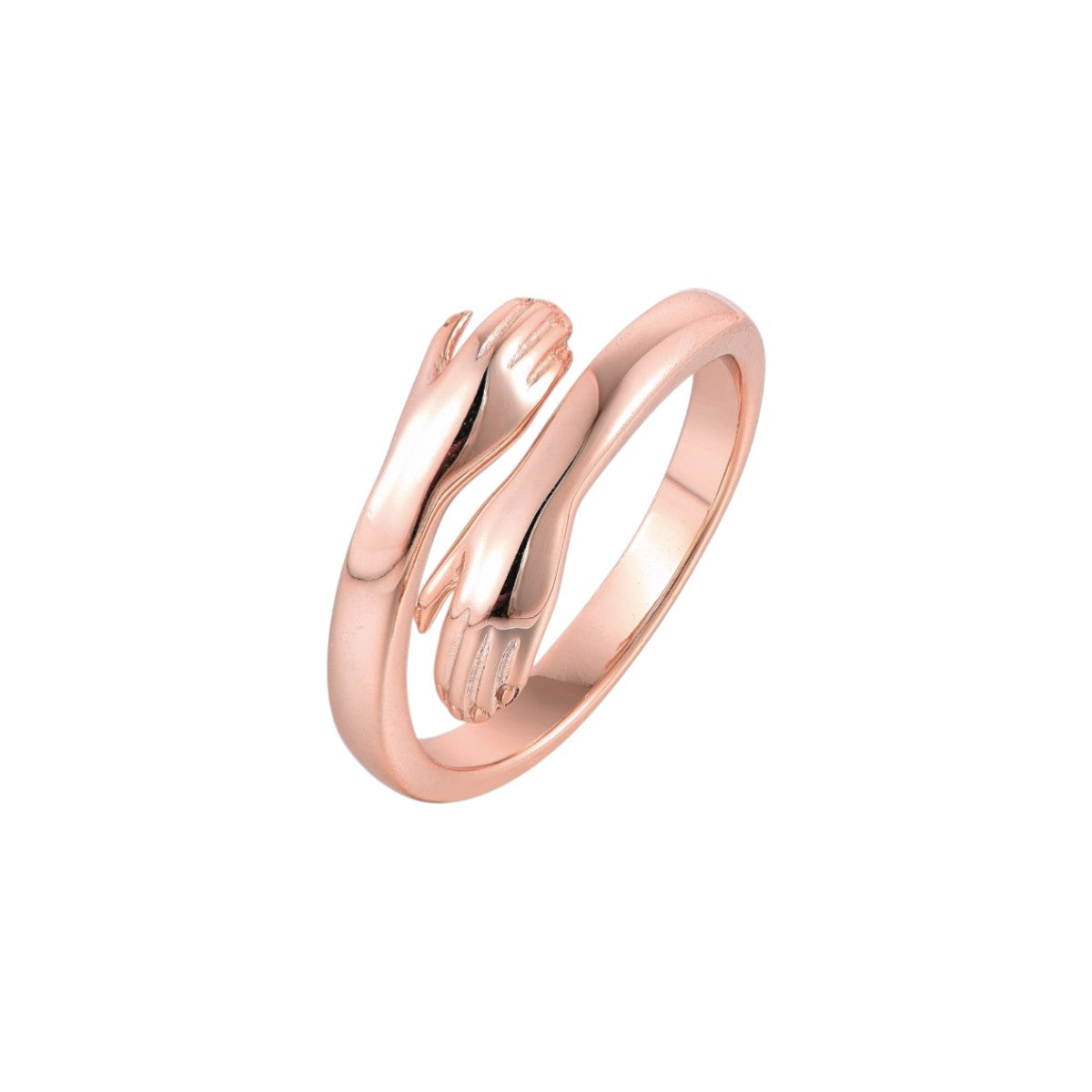 Vielring rose gold hug ring in 925 sterling silver, adjustable fit, symbolizing love and connection.