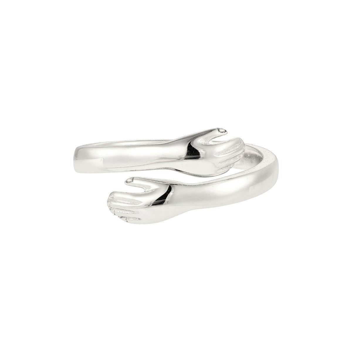 Vielring sterling silver open hug ring symbolizing love and connection, adjustable fit.