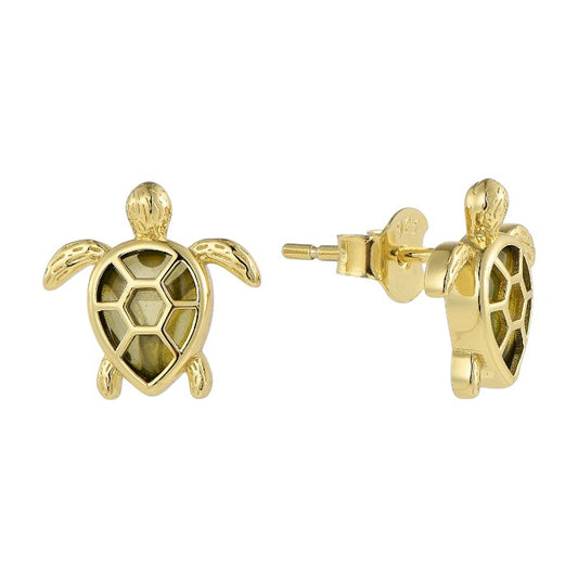 Schildkröten Zirkonia Stein Ohrstecker - 925 Silber