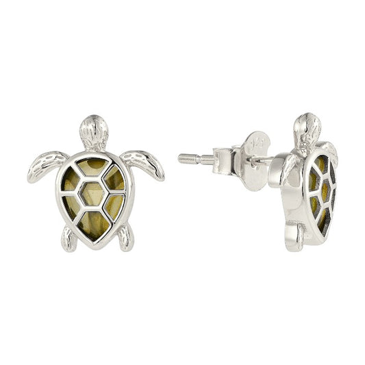 Schildkröten Zirkonia Stein Ohrstecker - 925 Silber