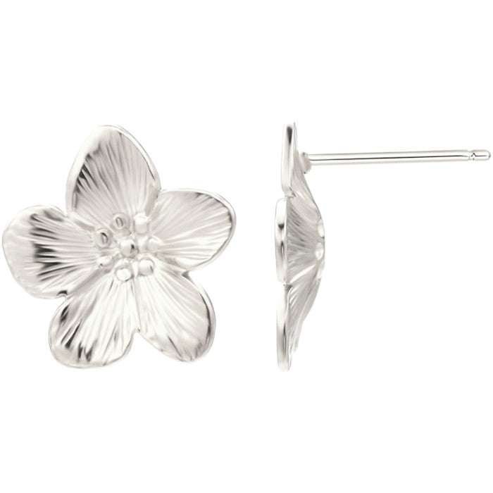 Große Blüten Ohrstecker - 925 Silber
