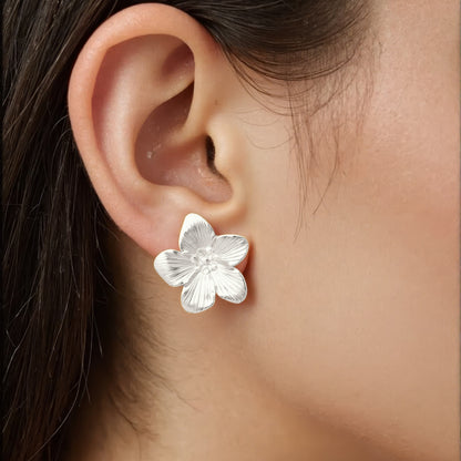 Große Blüten Ohrstecker - 925 Silber