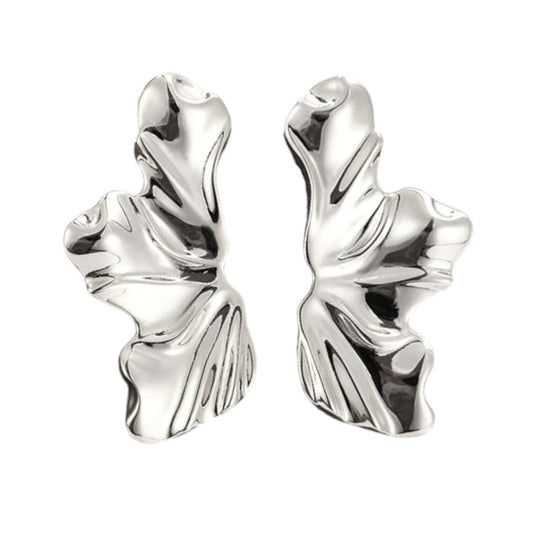Große Unregelmäßige Blüten Ohrstecker - 925 Silber