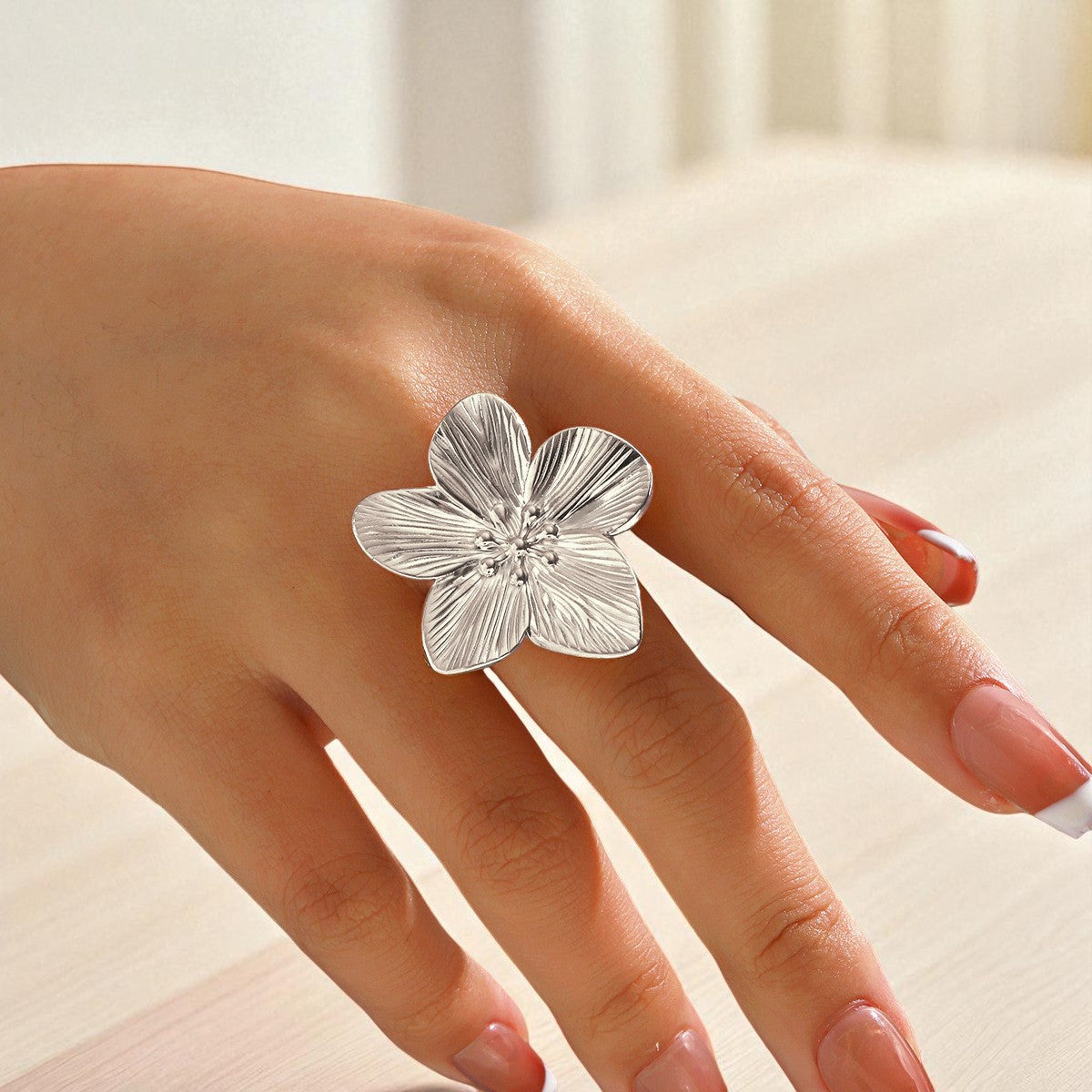 Großer Blüten Ring - 925 Silber
