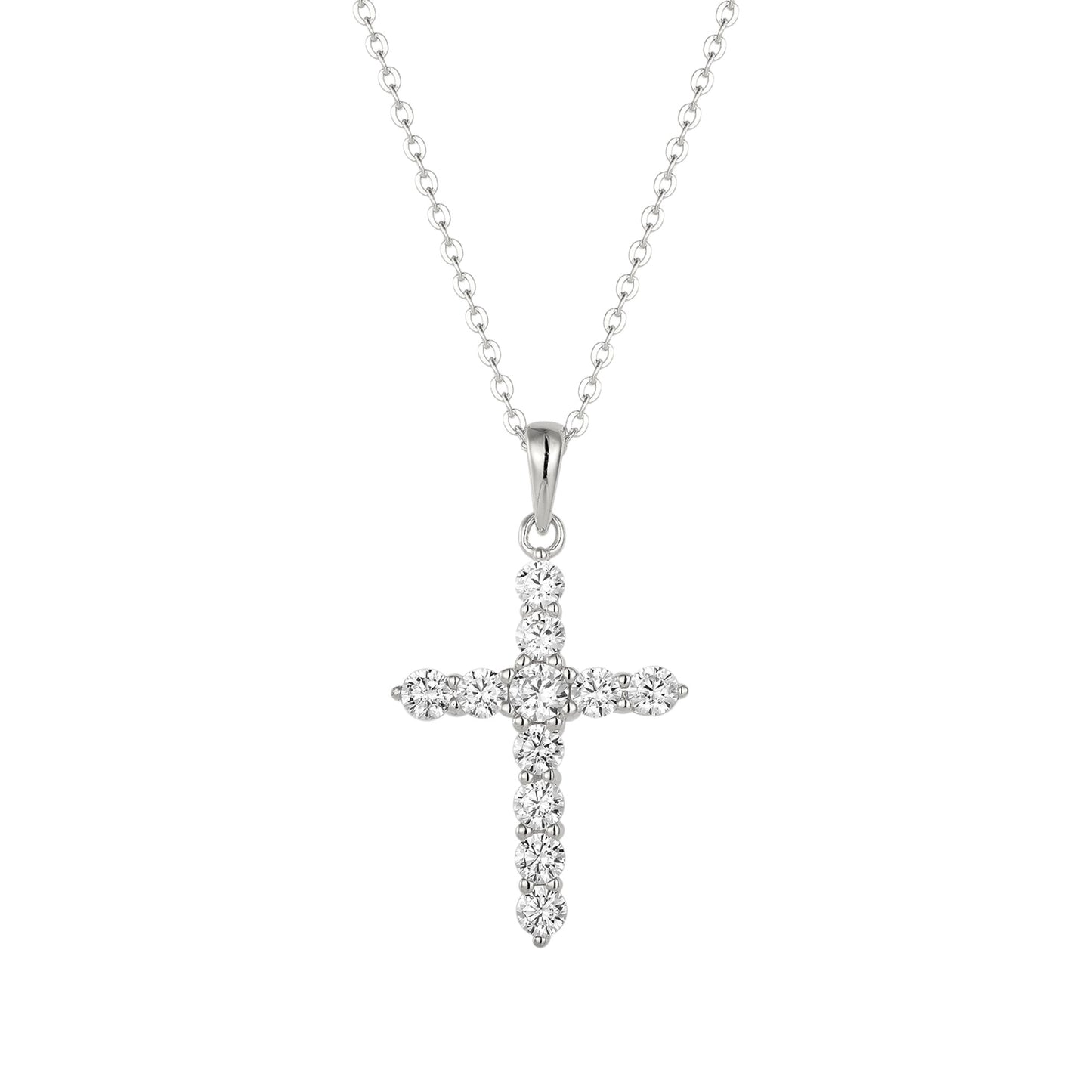 Kreuz Zirkonia Halskette - 925 Silber