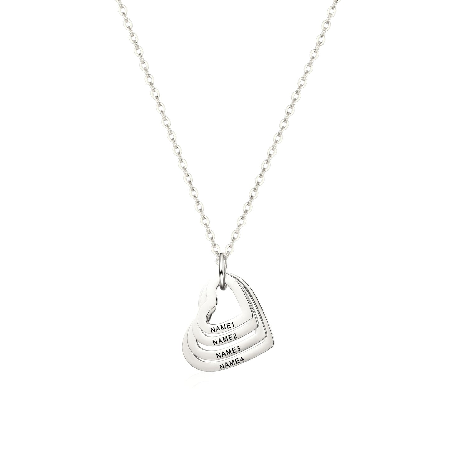 Herzen Halskette mit Namen - 925 Silber