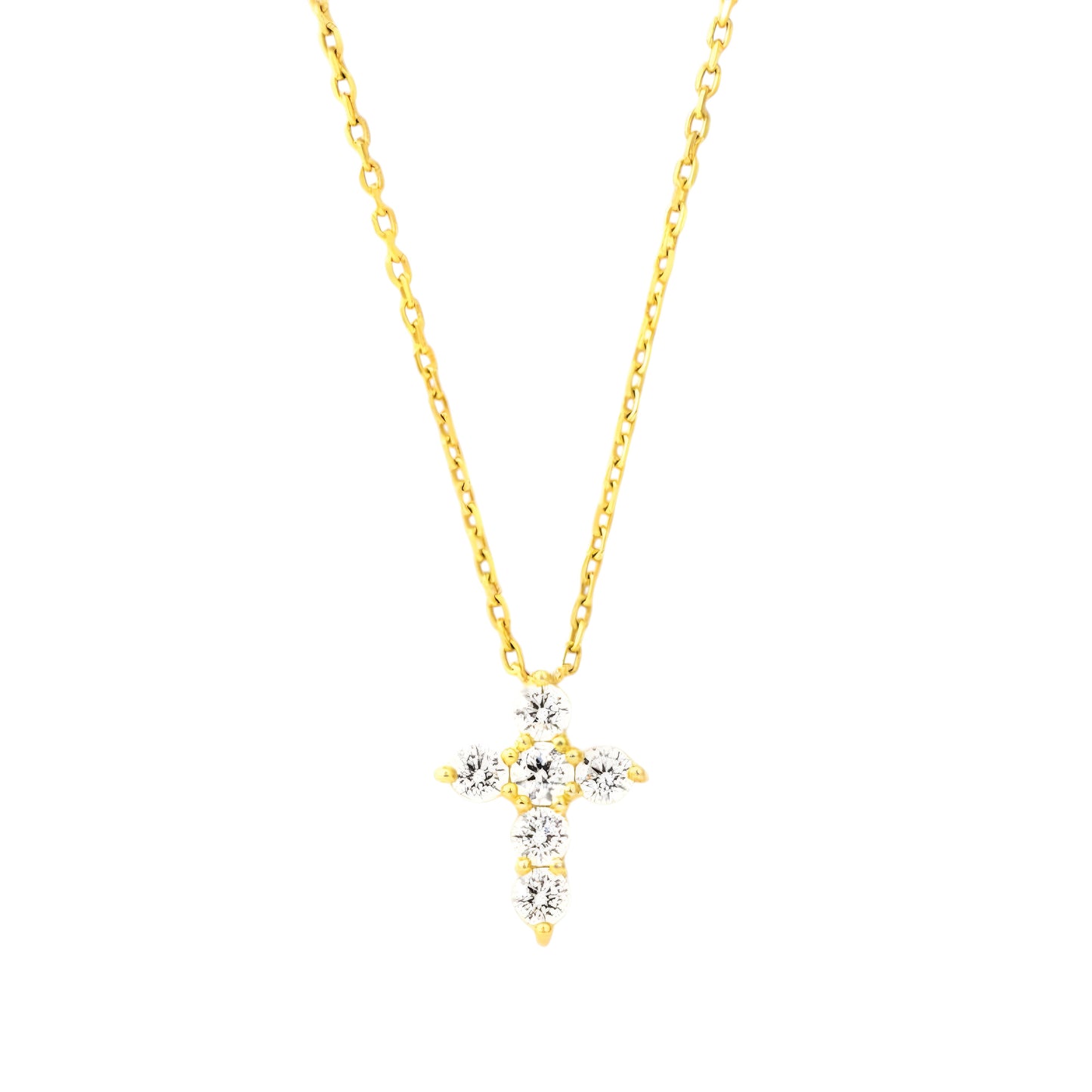 Kleine Kreuz Zirkonia Halskette - 925 Silber