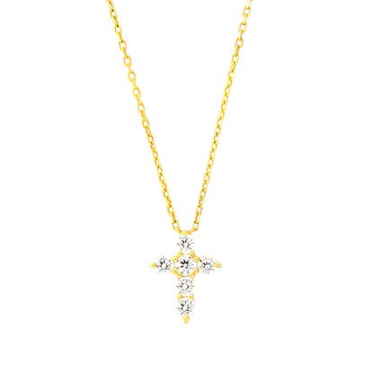 Kleine Kreuz Zirkonia Halskette - 925 Silber