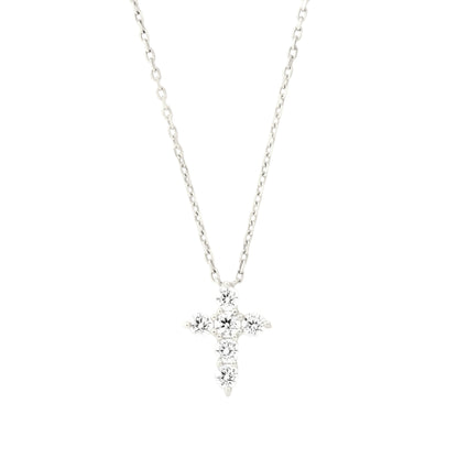 Kleine Kreuz Zirkonia Halskette - 925 Silber