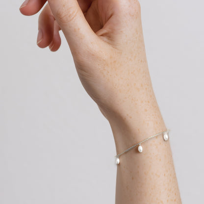 Hängende Perlen Armband - 925 Silber