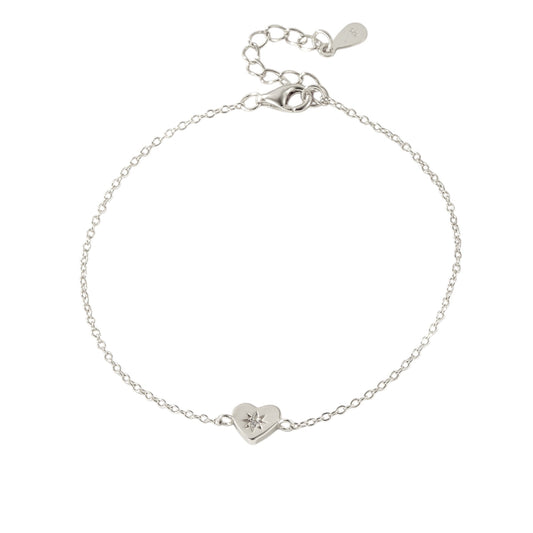 Herz Stein Armband - 925 Silber