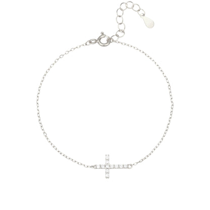 Zirkonia Kreuz Armband - 925 Silber