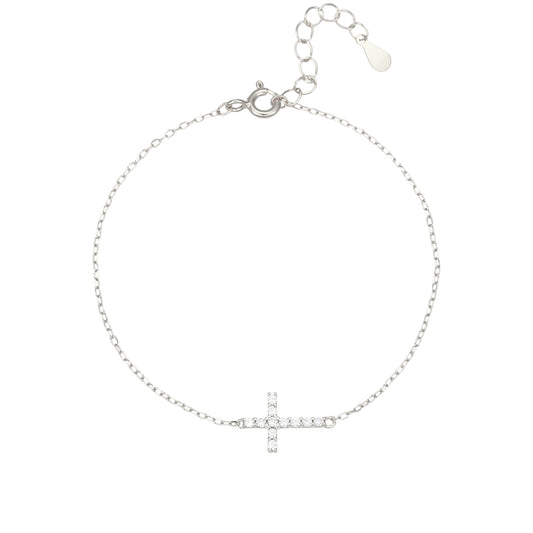 Zirkonia Kreuz Armband - 925 Silber