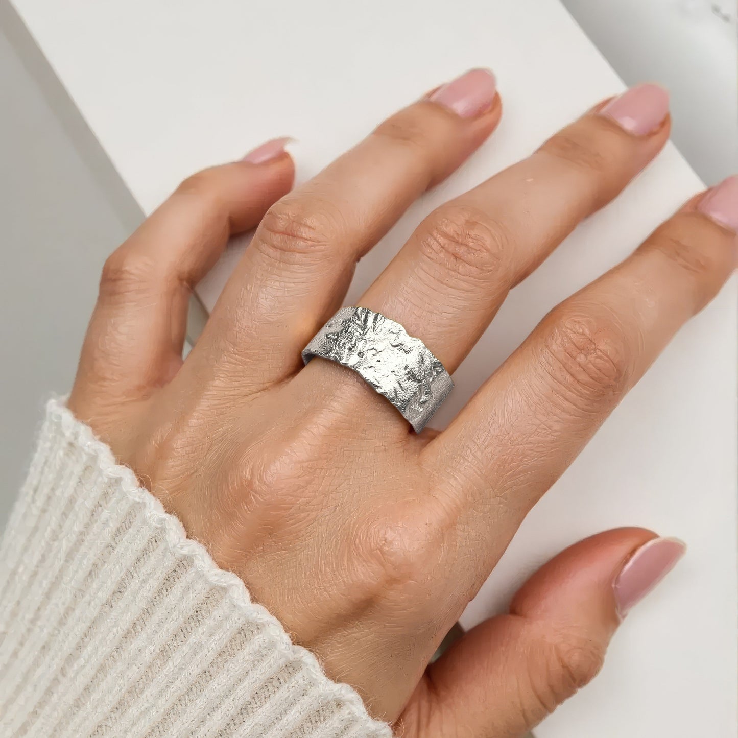 Großer Abstrakter Ring - 925 Silber