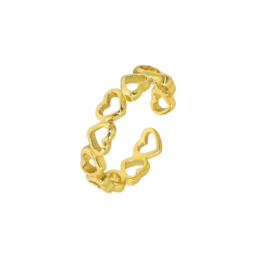 Gereihter Herz Ring - 925 Silber