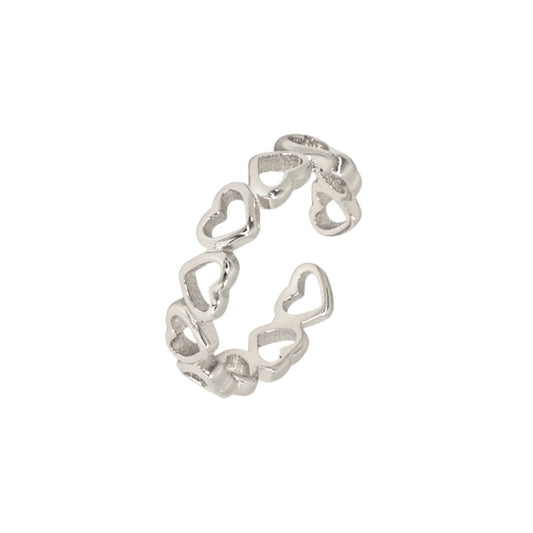Gereihter Herz Ring - 925 Silber
