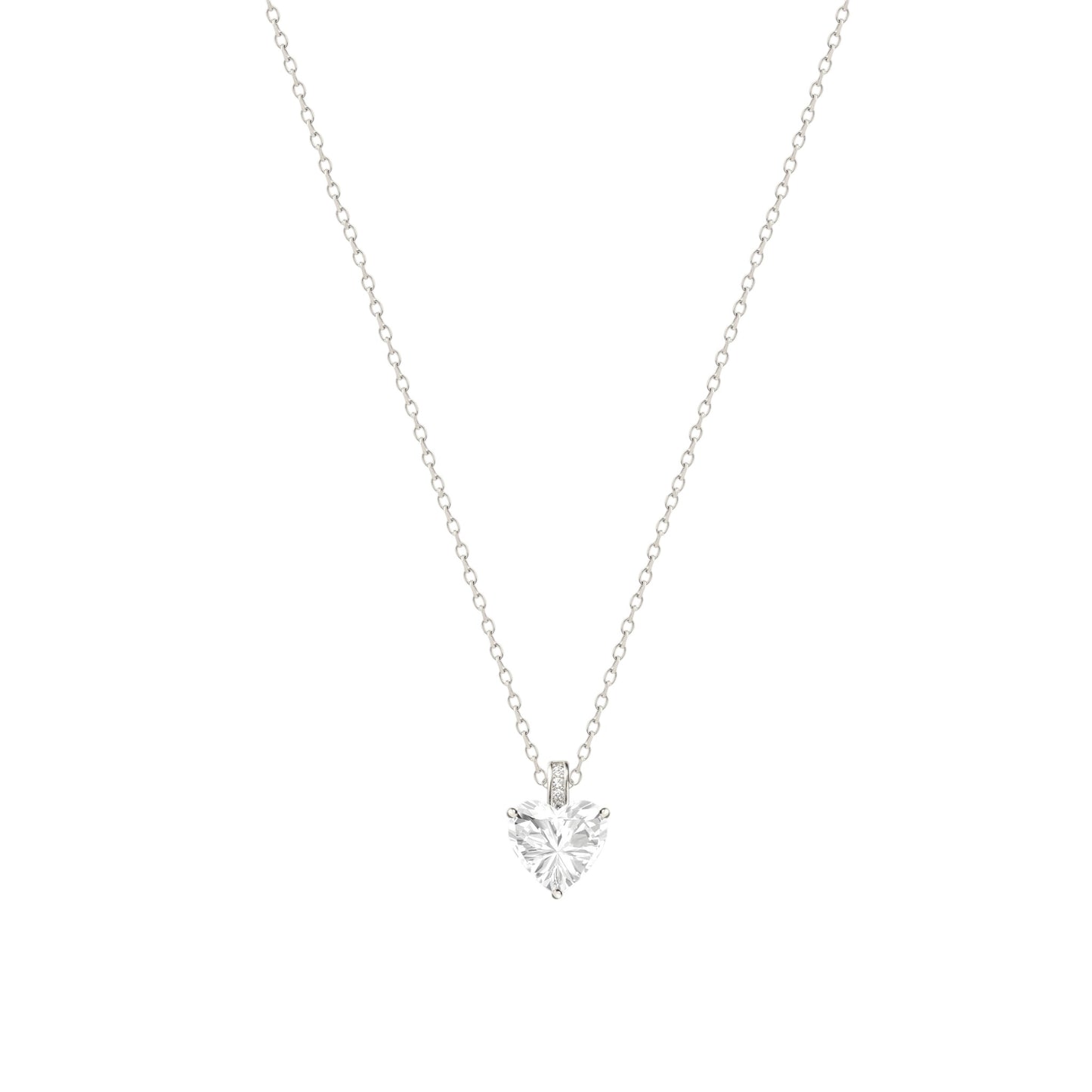 Herz Zirkonia Stein Halskette - 925 Silber