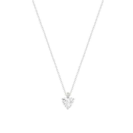 Herz Zirkonia Stein Halskette - 925 Silber