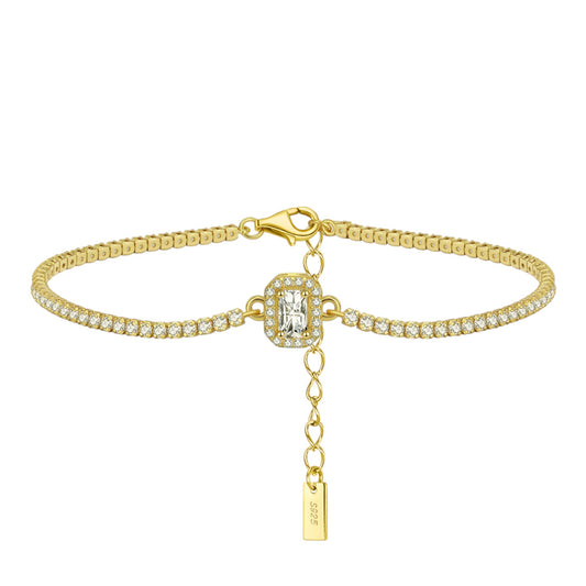 Quadratisches Tennis Armband - 925 Silber