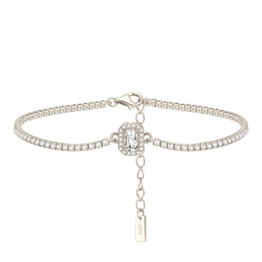 Quadratisches Tennis Armband - 925 Silber