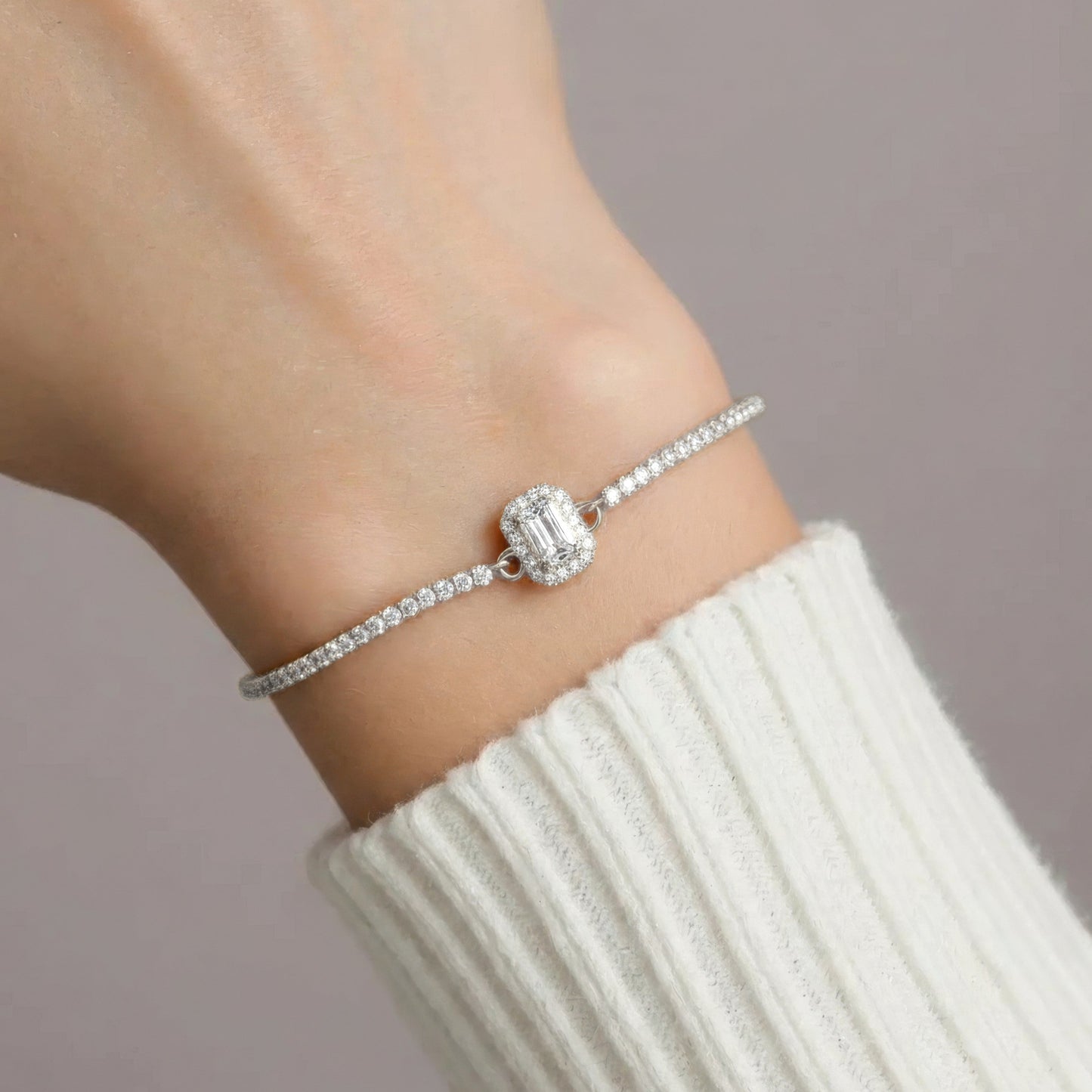 Quadratisches Tennis Armband - 925 Silber
