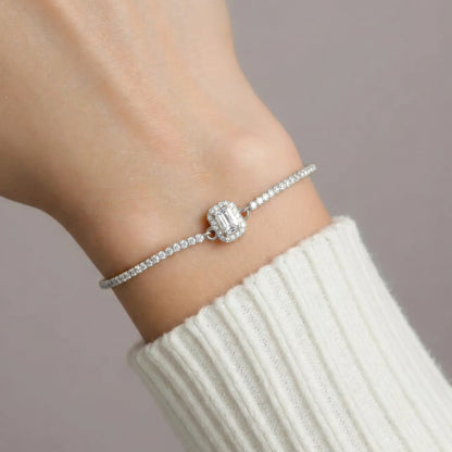 Quadratisches Tennis Armband - 925 Silber
