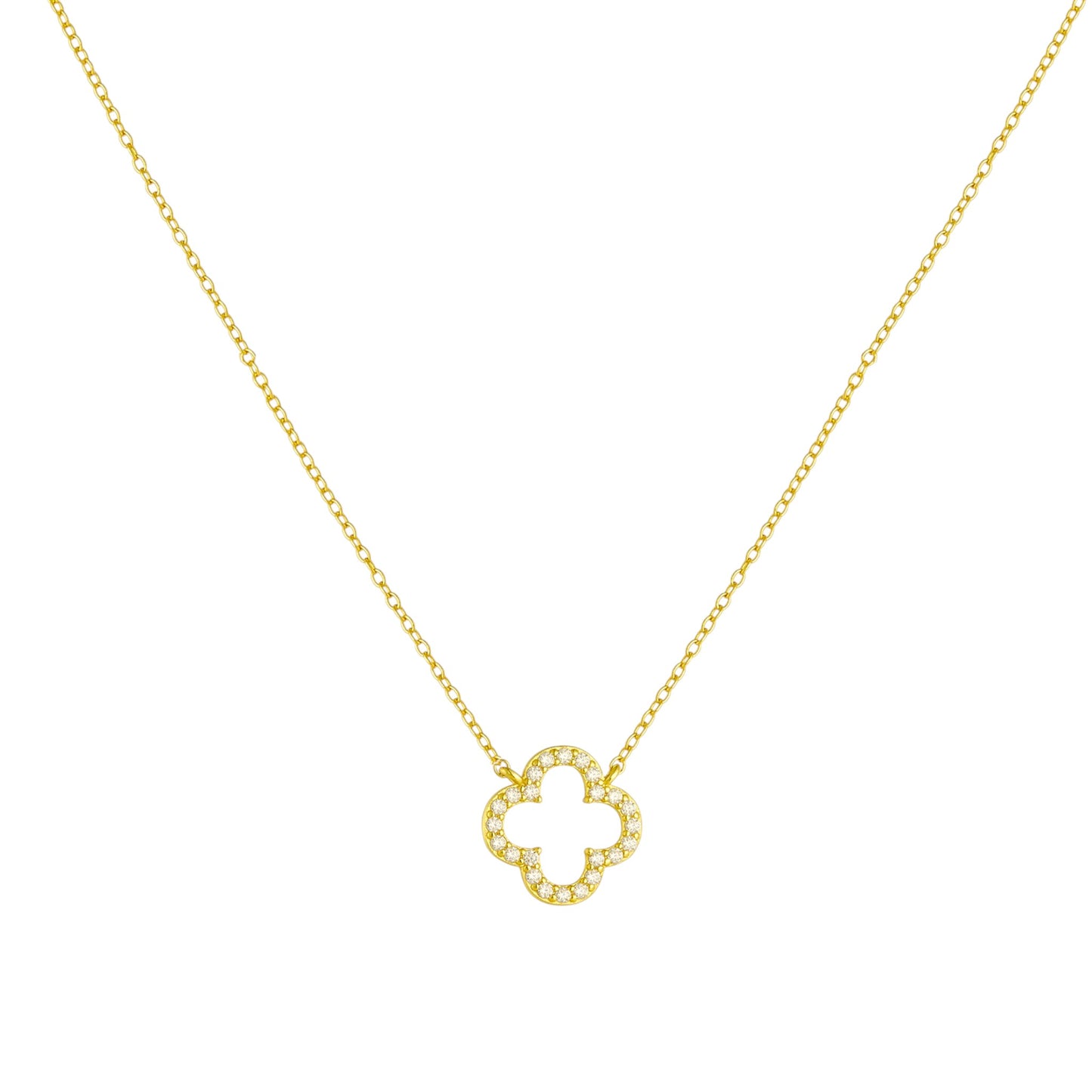 Zirkonia Kleeblatt Halskette - 925 Silber