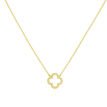Zirkonia Kleeblatt Halskette - 925 Silber