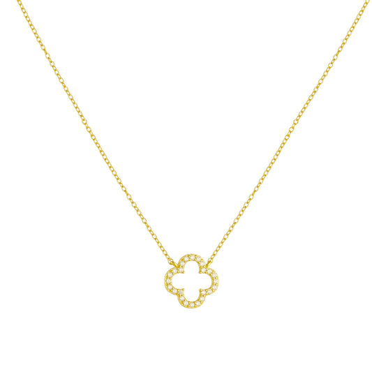Zirkonia Kleeblatt Halskette - 925 Silber