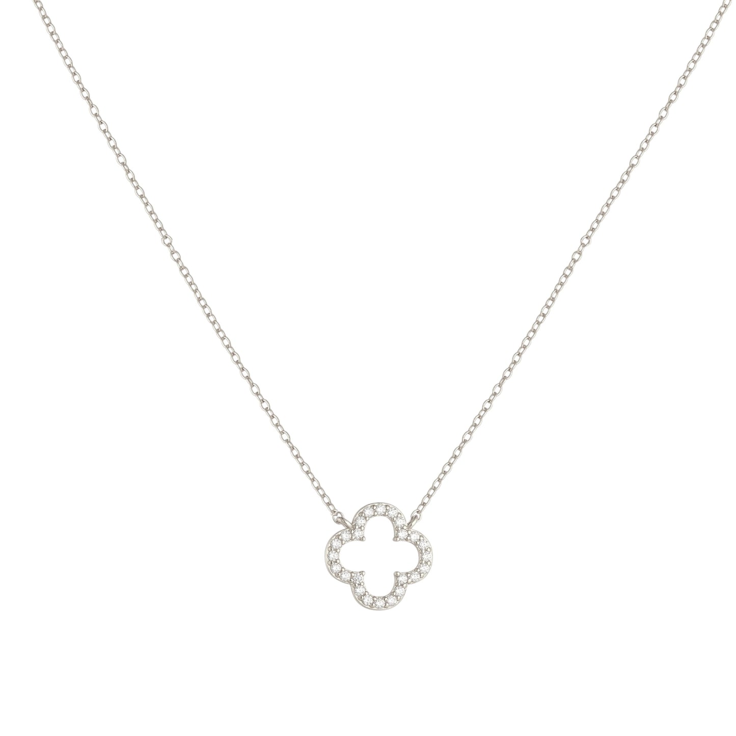 Zirkonia Kleeblatt Halskette - 925 Silber