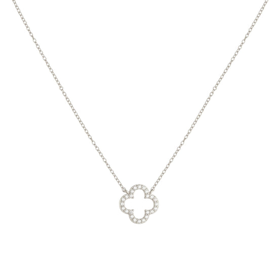 Zirkonia Kleeblatt Halskette - 925 Silber