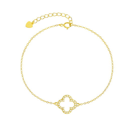 Zirkonia Kleeblatt Armband - 925 Silber